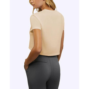 OEM/ODM Manufacturer's Custom Logo Women's <b>Crop</b> <b>Tops</b> Solid Lightweight Breathable Quick Dry T-Shirts for Summer Wear - Product Image 3
