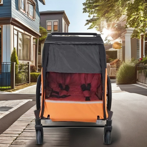 Remorque de vélo pour poussette double 3-en-1 avec cadre en aluminium et tissu résistant à l'eau, capacité de charge de 35 kg pour les aventures en plein air - Product Image 6