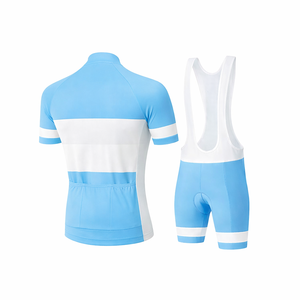Ensemble de cyclisme personnalisé bleu ciel et blanc pour hommes, avec salopette et short, respirant, séchage rapide, pour course sur route, avec logo personnalisé - Product Image 2