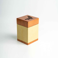 Brûleur à Bakhoor en bois de style moderne avec couvercle, finition bicolore, porte-encens arabe pour décoration intérieure de luxe, brûleur à Oud en forme de cube