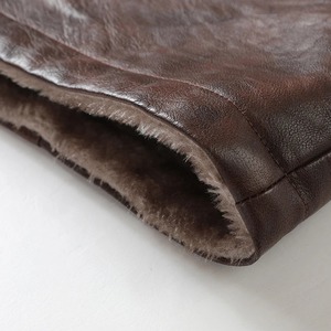 Chaqueta de Cuero PU para Hombre, Estilo Motero, Cuello Camisero, Resistente al Viento, Largo Regular, para Invierno - Product Image 3