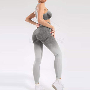 Vente directe usine – Ensemble de yoga 2 pièces pour femme, taille mi-haute, séchage rapide, écoresponsable, en Spandex/Polyester, pour entraînement et fitness - Product Image 4