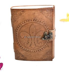 Journal en cuir de qualité super premium carnet de croquis Journal en cuir avec soleil et triple lune et symbole Pentacle - Product Image 1
