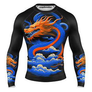 เสื้อรัดรูปสำหรับผู้ชาย Saqibandco ลายพิมพ์มังกรสีชมพู แห้งเร็ว ผลิตจากโพลีเอสเตอร์ สำหรับกีฬามวยปล้ำผสม - Product Image 2