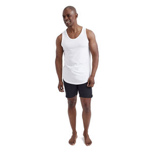 Débardeurs pour hommes personnalisés à logo, coupe ajustée, unis, sans manches, pour l'entraînement, 100% coton, avec services OEM ODM - Product Image 3