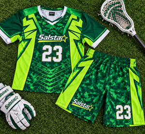 Ensemble uniforme de lacrosse Salsta pour homme, vert camouflage, maillot et short sublimés, séchage rapide, tenue de sport pour équipe - Product Image 6