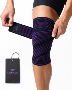 Genouillère FAWKES rayée noire et bleue, élastique, de compression, pour homme, ajustement réglable, qualité supérieure, prix abordable, personnalisable - Product Image 3