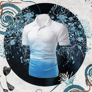 Polo de luxe pour homme avec logo de marque de golf brodé, design rayé décontracté, tissu tricoté à manches courtes, imprimé – En promotion - Product Image 2