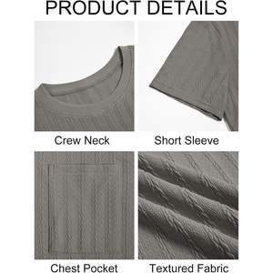 Camiseta de manga corta de algodón orgánico 2025 para hombre 100%, camiseta informal de cuello redondo con textura de punto sólido, camisetas holgadas de verano - Product Image 2
