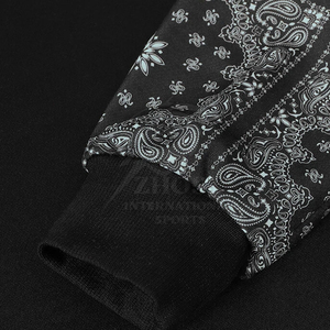 ZHOST Men's <b>Black</b> <b>Crew</b> <b>Neck</b> Pullover <b>Sweatshirt</b> Paisley Sleeve Printed Regular Fit Knitted Casual Winter OEM Service 100% Cotton - Product Image 6