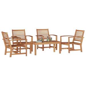 Conjunto de Sofá de Jardín de 5 Piezas, Madera de Teca Sólida Natural, Muebles Duraderos para Exteriores - Product Image 2