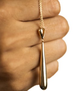 สร้อยคอจี้รูปหยดน้ำมินิมอล ดีไซน์ยาวประดับจี้รูปไม้เบสบอลทองคำแท้ 14K 18K หรูหรา เหมาะสำหรับเป็นของขวัญในโอกาสหมั้นและงานแต่งงาน - Product Image 4