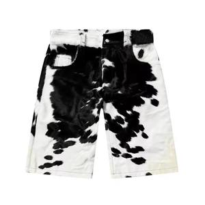 Pantalones Cortos de Cuero Auténtico de Pelo de Vaca Premium, Estilo Cargo con Pelo de Vaca, Pantalones de Piel de Animal con Manchas Marrones, Resistentes - Product Image 3