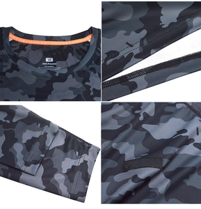 Maillots de pêche à col rond en polyester et élasthanne 100 % avec motif camouflage noir, sublimation intégrale unique, protection solaire UPF 50+, toutes tailles - Product Image 5