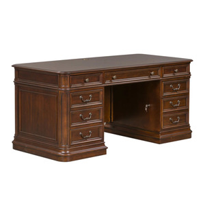Traditional Executive <b>Desk</b> Wood Office Furniture with Storage <b>Cabinet</b> Antique Design for Home Office - Product Image 2