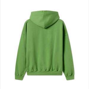 Sudadera con capucha personalizada para hombre, de alta calidad, 100% algodón, color verde liso, estilo holgado, para uso en invierno. - Product Image 2