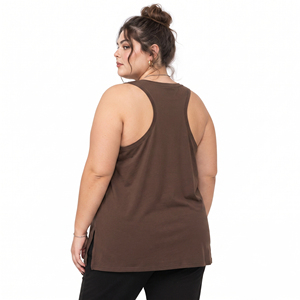 Plus Size <b>Distressed</b> Embroidered Tank <b>Top</b> 100% Cotton Polyester Racerback <b>Top</b> Gym Wear Singlet <b>Top</b> Eco-Friendly Workout Stringer - Product Image 2