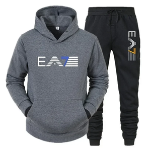 Ensemble de survêtement décontracté en Spandex/Polyester de haute qualité pour hommes, coupe oversize, 370 grammes, avec sweat à capuche et pantalon de jogging pour la saison hivernale - Product Image 3