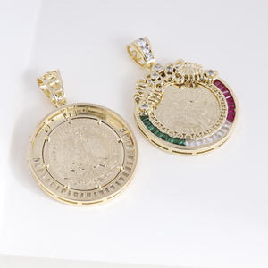 จี้เหรียญทองคำแท้ 50 เปโซ ประดับเพชรทรงบาแกตต์สามสี ผลิตตามสั่ง (OEM) - Product Image 4