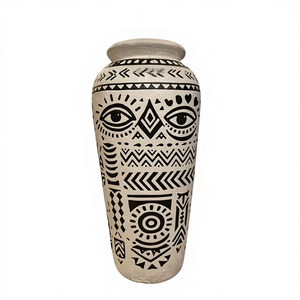 Jarrón Decorativo Alto Hecho a Mano por Artesanos KRAFTERS con Patrones Tradicionales de Arte Folclórico Indio para Decoración del Hogar - Product Image 1