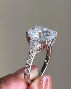 <b>Cushion</b> Cut Moissanite Solitaire Engagement <b>Ring</b> 925 Sterling Silver Gold Plated Classic <b>Wedding</b> & Anniversary Bridal Jewelry - Product Image 3