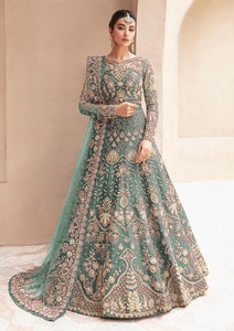 Robe de bal en organza brodée KB-1082, manches longues, col rond, longueur au sol, style vintage, couleur bordeaux et bleu ciel - Product Image 6