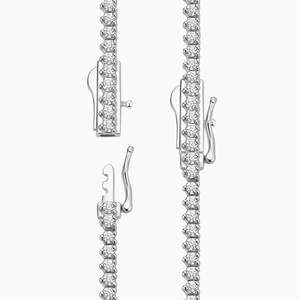 สร้อยคอเพชรเลี้ยงในห้องปฏิบัติการ ทองคำขาว 14K แบบสามขา ดีไซน์คลาสสิก สง่างาม เหมาะเป็นของขวัญสำหรับผู้หญิงในโอกาสแต่งงาน - Product Image 2
