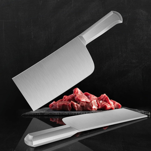 Cuchillo de Carnicero PK-SS-S M de Alta Resistencia, Hoja de Acero Inoxidable Plateada, Mango Plateado, Cuchillo Ancho para Cortar Carne en la Cocina - Product Image 1