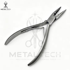 En gros, Kit de pinces en acier inoxydable pour la pose et le retrait d'extensions capillaires, finition satinée noir mat, outils de salon pour la pose de micro-anneaux - Product Image 3