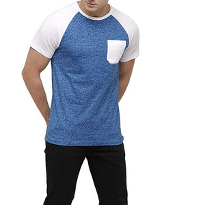 T-shirts pour hommes 100% coton, manches courtes, vente en gros, best-sellers, vêtements d'été décontractés, couleur unie, avec poche. - Product Image 1