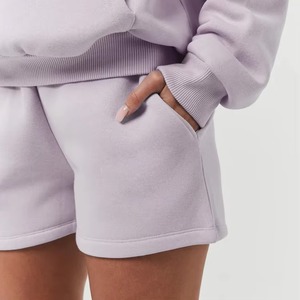 Nuevo Conjunto de Sudadera con Capucha y Pantalones Cortos de Punto Transpirable para Mujer, Estilo Casual, Otoño Invierno, Color Sólido, con Logotipo Personalizado, Ropa Abrigada - Product Image 6