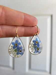 ต่างหูเรซิ่นคริสตัลทรงหยดน้ำ ต่างหูเรซิ่นลายคลื่นทะเล ต่างหูเรซิ่นเรืองแสงออโรร่า ต่างหูเรซิ่นลายดอกไม้ลึกลับ งานฝีมือเรซิ่น - Product Image 2