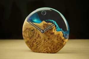 Simple Classic Wooden & Epoxy Resin Table <b>Clock</b> For Gifting & Homedecor Latest Collection Premium Time Piece For Restaurant - Product Image 6