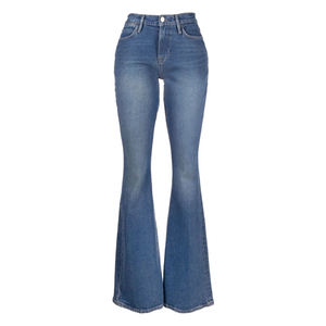 Pantalon en jean évasé pour femme, couleur et design personnalisés, logo brodé, avec strass, jean évasé délavé pour femme - Product Image 6