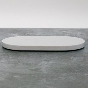 Modern White Marble Oval Decorative Tray Minimalist Vanity Organizer Tray for Bathroom Countertop <b>Coffee</b> <b>Table</b> Home Decor - Product Image 1