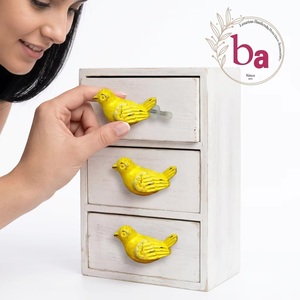 Industrial <b>Ceramic</b> Yellow Distressed Bird <b>Knobs</b> Drawer Cabinet Handle Pulls Kitchen Bedroom Dining Wardrobe/Dresser Beads Art CK - Product Image 4