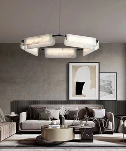 Modern Rectangular <b>Led</b> Linear <b>Ceiling</b> Pendant <b>Light</b> OfficeLiving Room <b>Bedroom</b> Art Alabaster Decoration Chandelier - Product Image 4