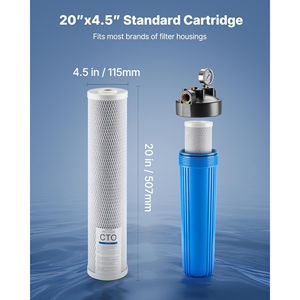 Cartuccia Filtro Acqua per Tutta la Casa a 3 Stadi 4.5'' x 20'' CTO Carbon Block, Filtro di Ricambio per Uso Domestico - Product Image 4