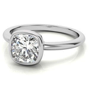 Bague en Moissanite taille coussin, plaquée or blanc, pour fiançailles, mariage, solitaire, luxueuse, étincelante, cadeau d'anniversaire - Product Image 3