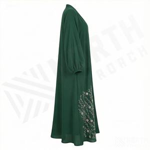 Abaya Clásica para Eid, Color Personalizado, Diseño Exquisito con Cuentas, Abaya Especial para Niñas Musulmanas, Vestido Largo Árabe de Verano - Product Image 3