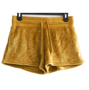 Shorts en velours rose de haute qualité à taille élastique, logo personnalisé, taille mi-haute, séchage rapide, fermeture à cordon, shorts pour femmes - Product Image 2
