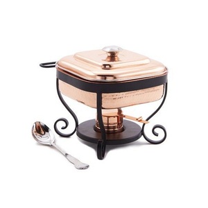 ถาดอุ่นอาหารทองแดงตีลายพร้อมขาตั้งเหล็ก คุณภาพเยี่ยม ถาดอุ่นอาหารสำหรับอุปกรณ์โรงแรม - Product Image 1