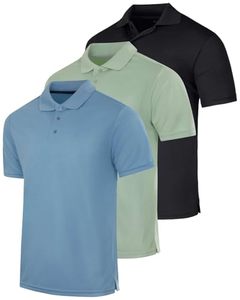 Camisa de Golf para Hombre Azul Marino 100% Algodón Antiarrugas y Transpirable con Logotipo Bordado en la Parte Delantera y Diseño Estampado de Media Manga - Product Image 1