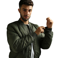 Blouson bomber noir pour homme, couleur unie, fermeture éclair, col montant, style décontracté, matière polyester, vêtement d'automne, coupe classique