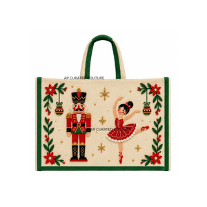 Bolsas de Mano Navideñas con Cuentas Personalizadas de Última Moda, Bolsas de Compras Ecológicas para las Fiestas, Asas de Bambú, Personalizadas de Fábrica para Mujer - Product Image 2