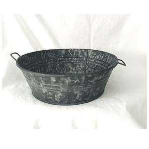 Fabriqué en Inde, panier de rangement et seau à vin rond en métal galvanisé classique pour fête d'Halloween, idéal pour la décoration de jardin - Product Image 1