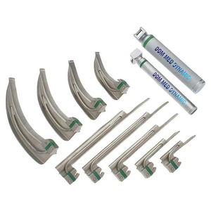 Kit de laryngoscope à fibre optique Dom Med Dynamic Deluxe, 9 lames droites et courbées en acier inoxydable, manuel, 2 poignées, instrument LED - Product Image 5