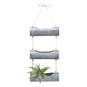 Support de pot suspendu en métal galvanisé à 2 niveaux, style ferme, pour intérieur/extérieur, avec chaîne et crochet, pour balcon et décoration de jardin - Product Image 2