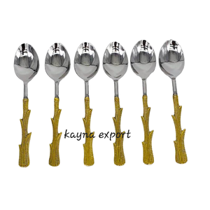 Cuillère de service moderne en acier inoxydable plaqué argent, à long manche, épaisseur 3 mm, résistante au lave-vaisselle, idéale pour les fêtes de mariage - Product Image 3
