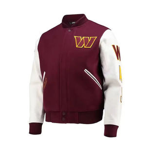 Men's High Quality Hot Selling Winter Custom Varsity Jacket with Embroidery High Street Style Mahroon - Product Image 1